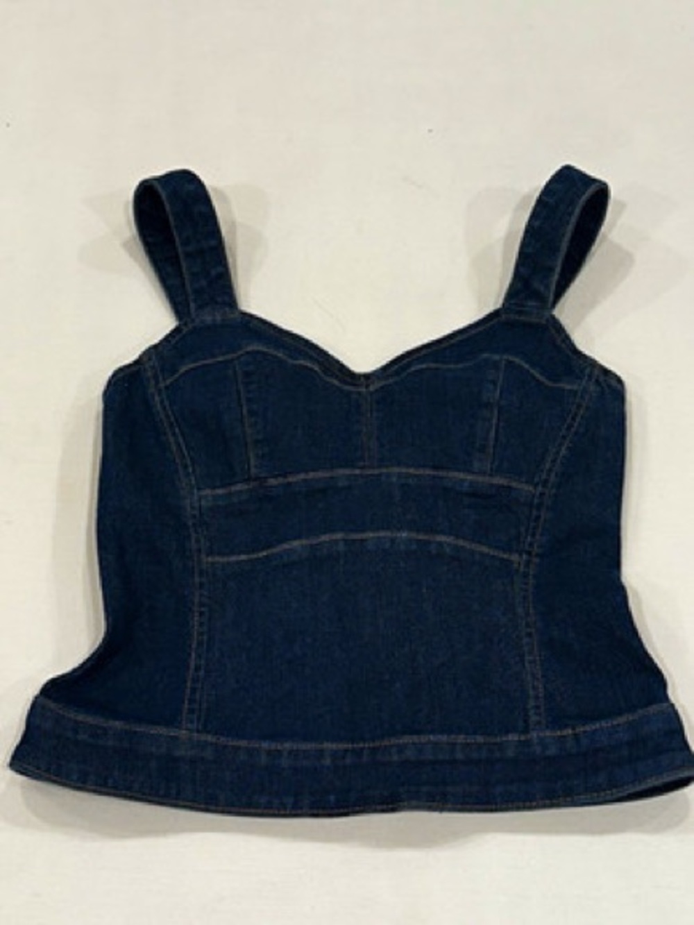 White House Black Market Denim Corset Tank Top Size 14